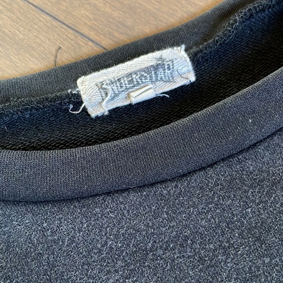 ❤️UNDERSTAR❤️Distressed Wash Black Cropped Sweatshirt - Picture 4 of 6